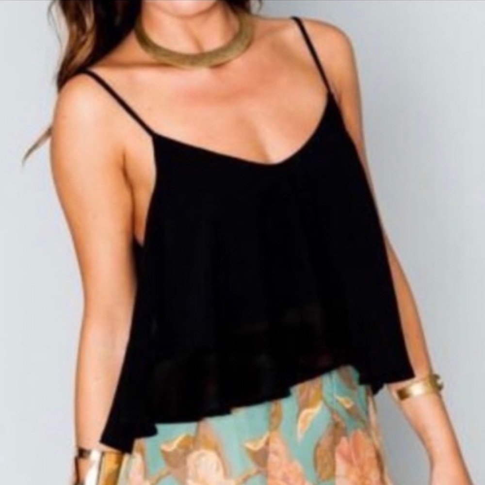 Show Me Your MuMu Charlie Crop Top Shirt Black Size Small